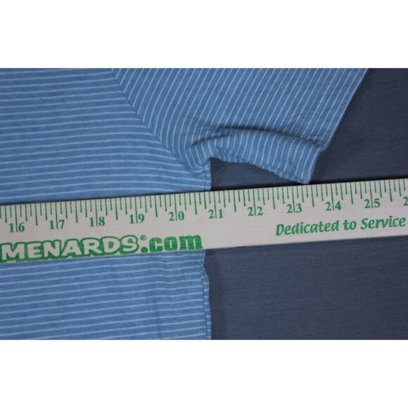 Faherty Polo Golf Shirt Mens Large Cloud Cotton Pima Modal Blue Striped Preppy L - Picture 4 of 10